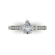 Bague Noémie solitaire diamant poire et diamants ronds 0.80 carat or blanc